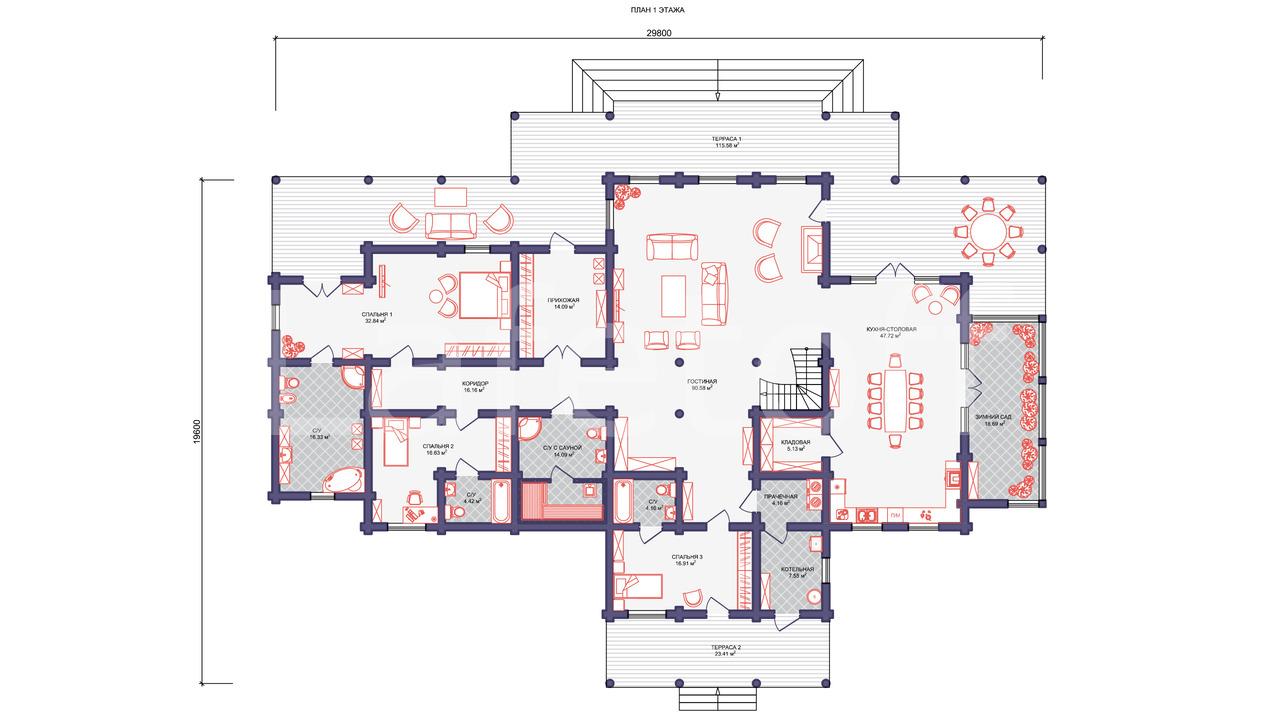 План проекта Петровская резиденция Проект дома этаж 1