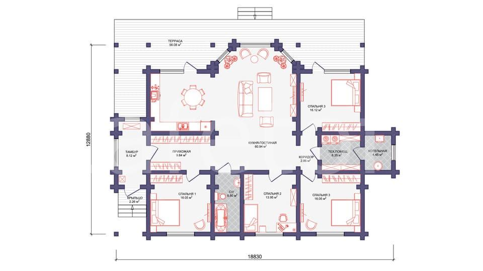 План проекта Дача Проект дома этаж 1