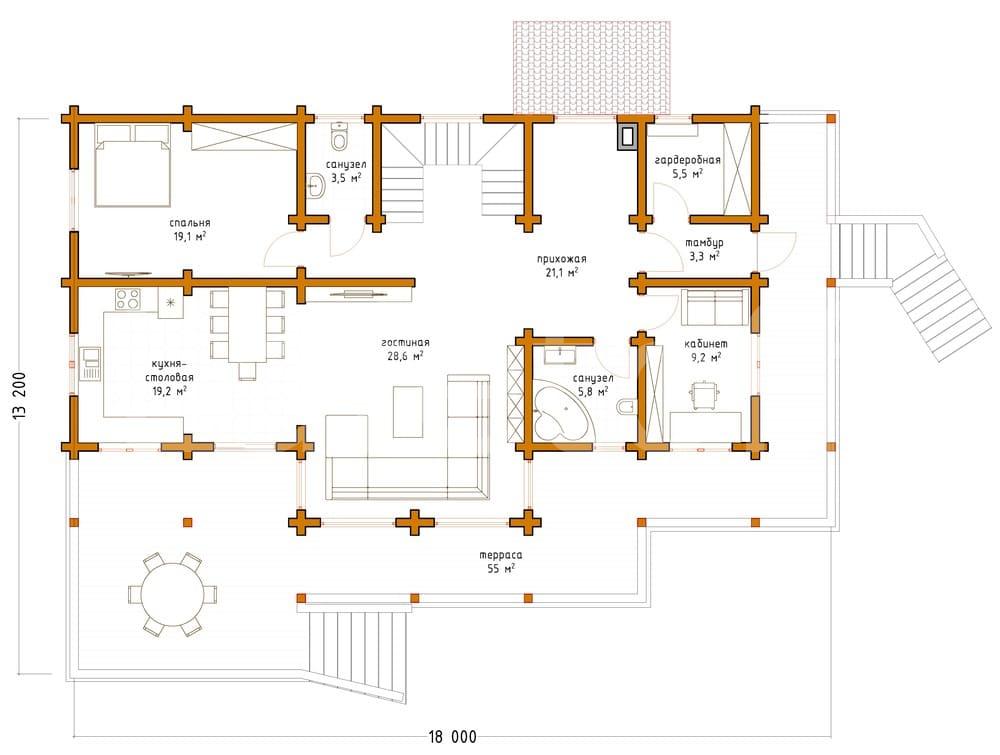 План проекта Проект дома «Лотос» проект дома этаж 2