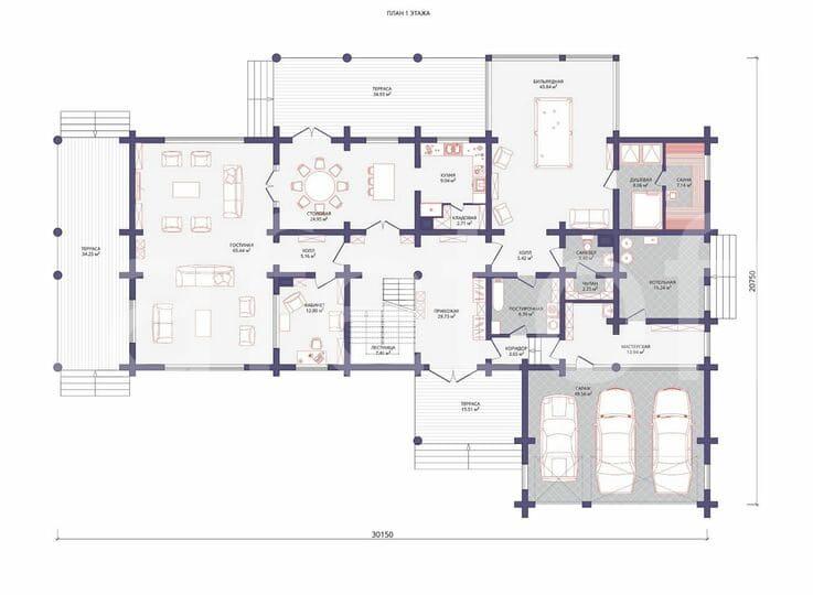 План проекта Резиденция Проект дома этаж 1