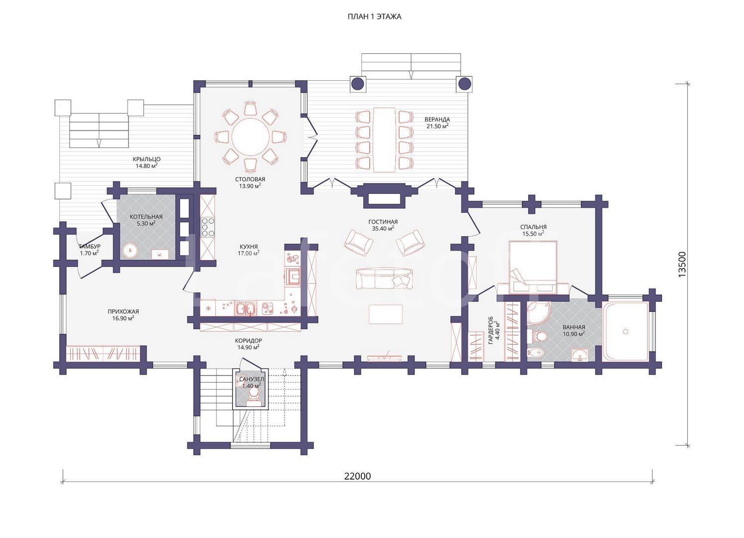 План проекта Янтарь Проект дома этаж 1