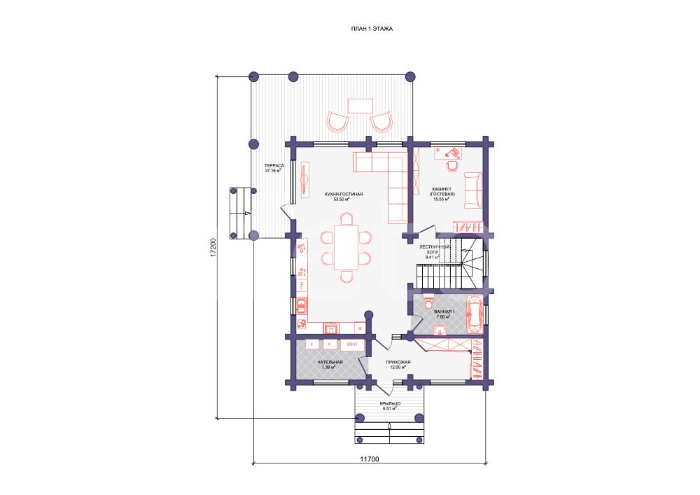 План проекта Клевер проект дома этаж 1