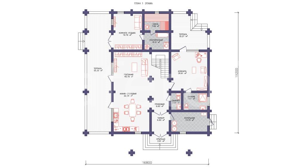 План проекта Жасмин проект дома этаж 1